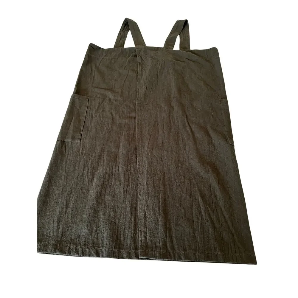 Olive Green Apron Work Gardening Utility Pockets Woman Size Small